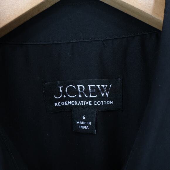 J.Crew Elena Midi Shirtdress Cotton Poplin Black Size 6 NWOT - Picture 4 of 8